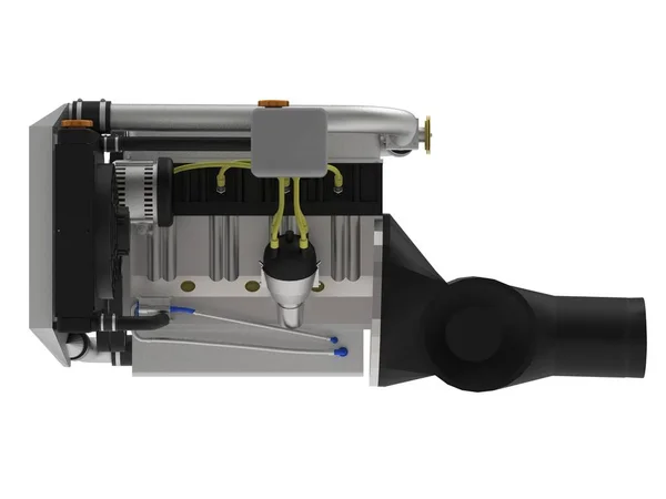 Een turbocharged viercilinder, high-performance motor voor een sportwagen. 3D-rendering. — Stockfoto