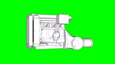 Turbocharged dört silindirli, yüksek performanslı motoru için bir spor araba. Model Merkezi ekseni etrafında döner. Yeşil bir arka plan üzerinde döngüsel animasyon.