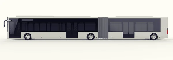Ein großer Stadtbus mit einem zusätzlichen verlängerten Teil für eine große Fahrgastkapazität während der Hauptverkehrszeit oder für den Transport von Menschen in dicht besiedelten Gebieten. Modell-Vorlage für die Platzierung Ihrer Bilder und insc — Stockfoto
