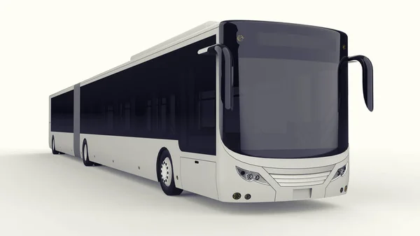 En stor stadsbuss med ytterligare en långsträckt del för stor passagerarkapacitet under rusningstid eller transport av människor i tätbefolkade områden. Modell mall för att placera bilder och insc — Stockfoto