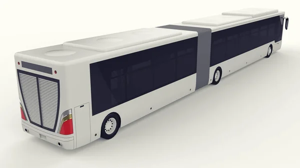 Büyük bir otobüs acele saat veya insanların ulaşım sırasında büyük yolcu kapasitesi için ek bir uzatılmış bölümü ile yoğun alanları doldurulur. Görüntü ve INsc yerleştirmek için model şablonu — Stok fotoğraf