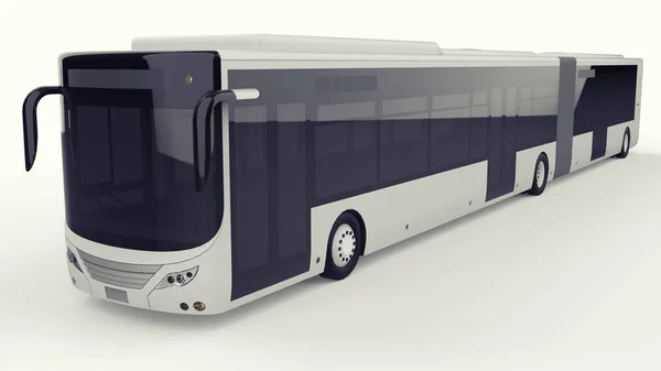En stor stadsbuss med ytterligare en långsträckt del för stor passagerarkapacitet under rusningstid eller transport av människor i tätbefolkade områden. Modell mall för att placera bilder och insc — Stockfoto