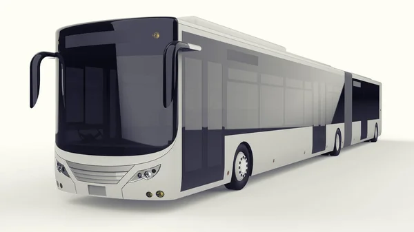 Duży autobus dodatkowe wydłużona część zdolności dużej liczbie pasażerów w godzinach szczytu lub transport osób w gęsto zaludnionych. Szablon model umieszczania obrazów i insc — Zdjęcie stockowe