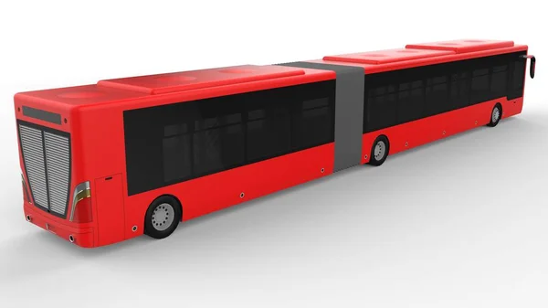 A large city bus with an additional elongated part for large passenger capacity during rush hour or transportation of people in densely populated areas. Model template for placing your images and insc — Stock Photo, Image