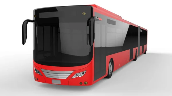 A large city bus with an additional elongated part for large passenger capacity during rush hour or transportation of people in densely populated areas. Model template for placing your images and insc — Stock Photo, Image