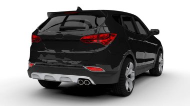 Beyaz bir arka plan üzerinde siyah sigorta primi şehir crossover. 3D render.