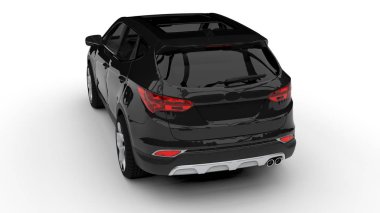 Beyaz bir arka plan üzerinde siyah sigorta primi şehir crossover. 3D render.