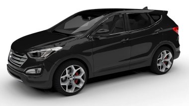 Beyaz bir arka plan üzerinde siyah sigorta primi şehir crossover. 3D render.