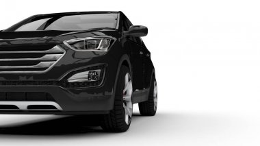 Beyaz bir arka plan üzerinde siyah sigorta primi şehir crossover. 3D render.