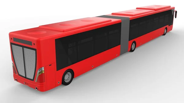 A large city bus with an additional elongated part for large passenger capacity during rush hour or transportation of people in densely populated areas. Model template for placing your images and insc — Stock Photo, Image