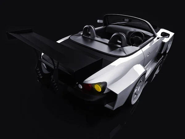 Modern gray metallic sports convertible. Open car with tuning. 3d rendering. — Stock Photo, Image