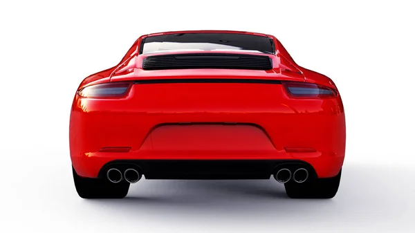 Illustrazione raster tridimensionale Porsche 911 rossa su sfondo bianco. rendering 3d . — Foto Stock