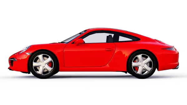 Red Porsche 911 ilustração raster tridimensional sobre um fundo branco. Renderização 3d . — Fotografia de Stock