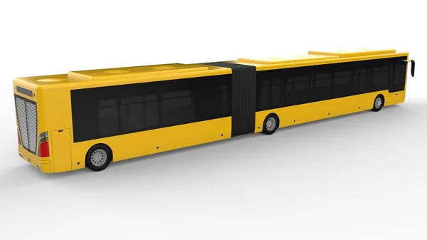 A large city bus with an additional elongated part for large passenger capacity during rush hour or transportation of people in densely populated areas. Model template for placing your images and insc — Stock Photo, Image