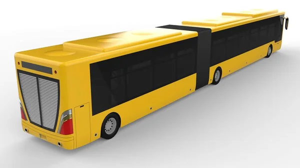 Un grand bus urbain avec une partie allongée supplémentaire pour une grande capacité de passagers pendant les heures de pointe ou le transport de personnes dans des zones densément peuplées. Modèle de modèle pour placer vos images et insc — Photo