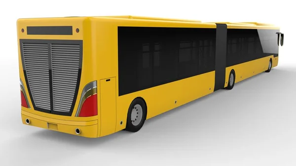 A large city bus with an additional elongated part for large passenger capacity during rush hour or transportation of people in densely populated areas. Model template for placing your images and insc — Stock Photo, Image