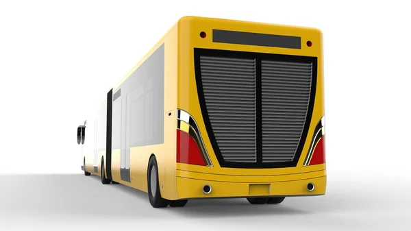 Duży autobus dodatkowe wydłużona część zdolności dużej liczbie pasażerów w godzinach szczytu lub transport osób w gęsto zaludnionych. Szablon model umieszczania obrazów i insc — Zdjęcie stockowe