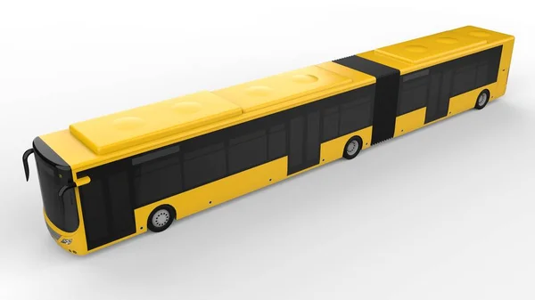 A large city bus with an additional elongated part for large passenger capacity during rush hour or transportation of people in densely populated areas. Model template for placing your images and insc — Stock Photo, Image