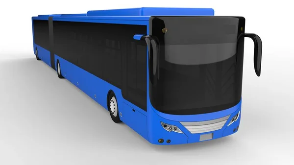 Um grande ônibus urbano com uma parte alongada adicional para grande capacidade de passageiros durante a hora de ponta ou transporte de pessoas em áreas densamente povoadas. Modelo modelo para colocar suas imagens e insc — Fotografia de Stock