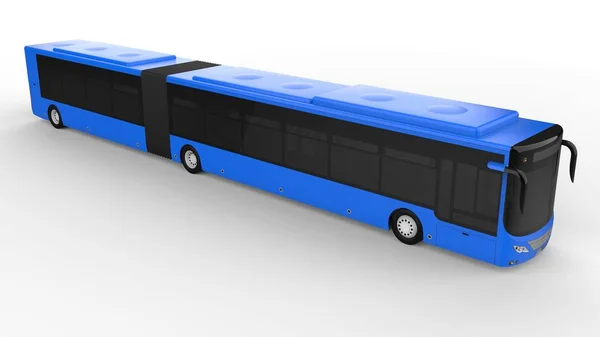 A large city bus with an additional elongated part for large passenger capacity during rush hour or transportation of people in densely populated areas. Model template for placing your images and insc — Stock Photo, Image