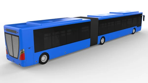 A large city bus with an additional elongated part for large passenger capacity during rush hour or transportation of people in densely populated areas. Model template for placing your images and insc — Stock Photo, Image