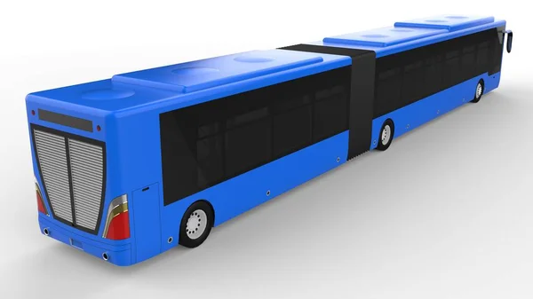 A large city bus with an additional elongated part for large passenger capacity during rush hour or transportation of people in densely populated areas. Model template for placing your images and insc — Stock Photo, Image