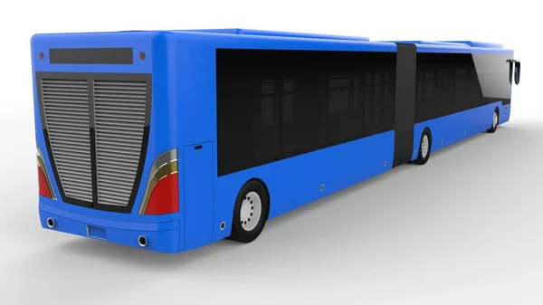 A large city bus with an additional elongated part for large passenger capacity during rush hour or transportation of people in densely populated areas. Model template for placing your images and insc — Stock Photo, Image