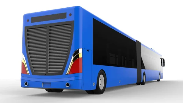 A large city bus with an additional elongated part for large passenger capacity during rush hour or transportation of people in densely populated areas. Model template for placing your images and insc — Stock Photo, Image