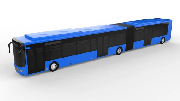 Un grand bus urbain avec une partie allongée supplémentaire pour une grande capacité de passagers pendant les heures de pointe ou le transport de personnes dans des zones densément peuplées. Modèle de modèle pour placer vos images et insc — Photo