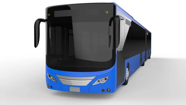 A large city bus with an additional elongated part for large passenger capacity during rush hour or transportation of people in densely populated areas. Model template for placing your images and insc — Stock Photo, Image