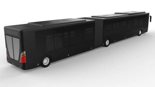 A large city bus with an additional elongated part for large passenger capacity during rush hour or transportation of people in densely populated areas. Model template for placing your images and insc — Stock Photo, Image