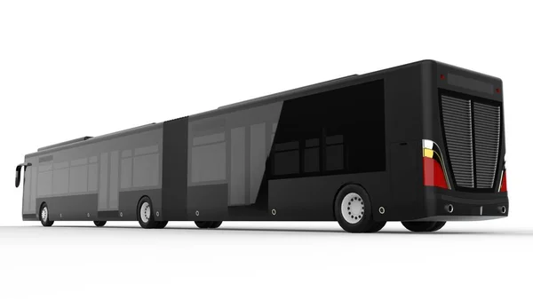 러시 아워 또는 교통에 사람들의 큰 여객 용량 추가 길쭉한 부분 큰 도시 버스는 밀집 지역을 채워집니다. 귀하의 이미지와 insc를 삽입 하기 위한 모델 템플릿 — 스톡 사진