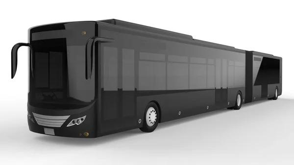 러시 아워 또는 교통에 사람들의 큰 여객 용량 추가 길쭉한 부분 큰 도시 버스는 밀집 지역을 채워집니다. 귀하의 이미지와 insc를 삽입 하기 위한 모델 템플릿 — 스톡 사진
