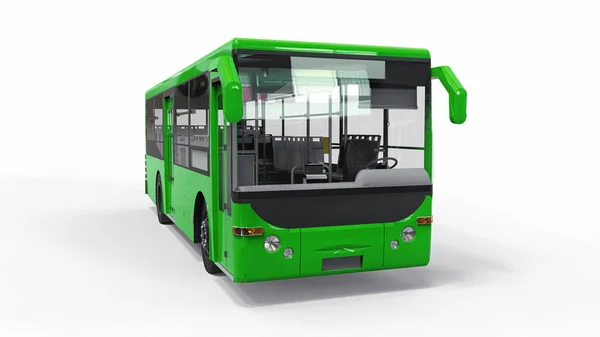 Petit bus urbain vert sur fond blanc. Rendu 3d . — Photo