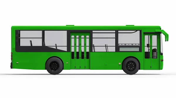 Small urban green bus on a white background. 3d rendering. — Stock Photo, Image