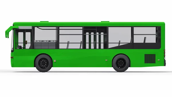 Kleiner grüner Stadtbus auf weißem Hintergrund. 3D-Darstellung. — Stockfoto