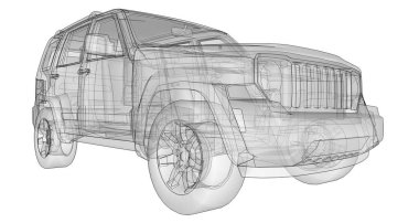 Şeffaf Suv ile vücudun basit düz çizgiler. 3D render.