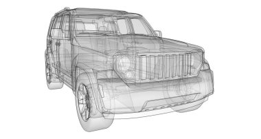 Şeffaf Suv ile vücudun basit düz çizgiler. 3D render.