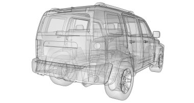 Şeffaf Suv ile vücudun basit düz çizgiler. 3D render.