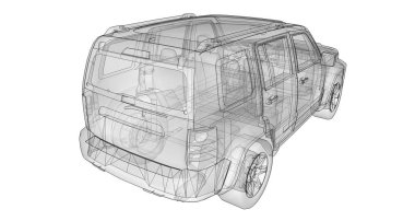 Şeffaf Suv ile vücudun basit düz çizgiler. 3D render.