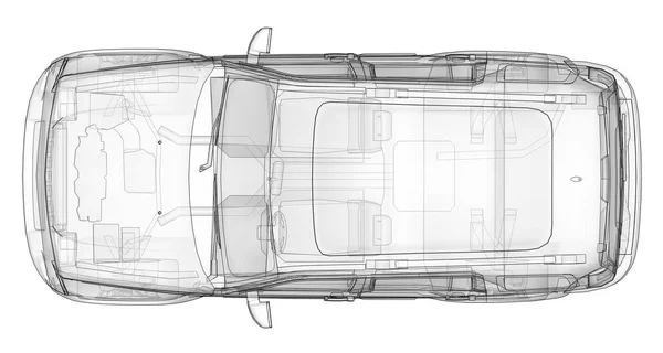 SUV transparente con líneas rectas simples del cuerpo. renderizado 3d . — Foto de Stock