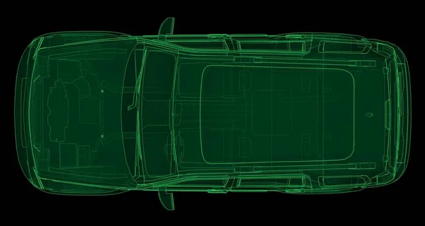 SUV transparente con líneas rectas simples del cuerpo. renderizado 3d . — Foto de Stock