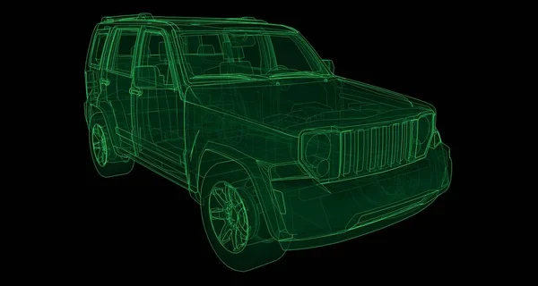 Transparent Suv med enkla raka linjer av kroppen. 3D-rendering. — Stockfoto