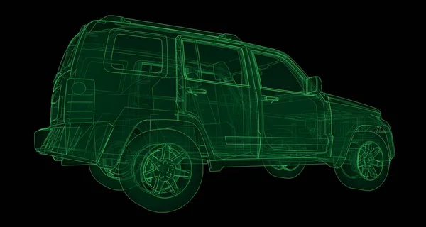 体のシンプルなストレート ラインと透明な Suv。3 d レンダリング. — ストック写真