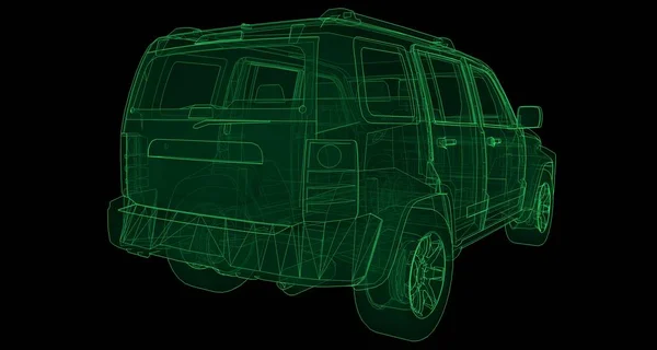 Transparante Suv met eenvoudige rechte lijnen van het lichaam. 3D-rendering. — Stockfoto
