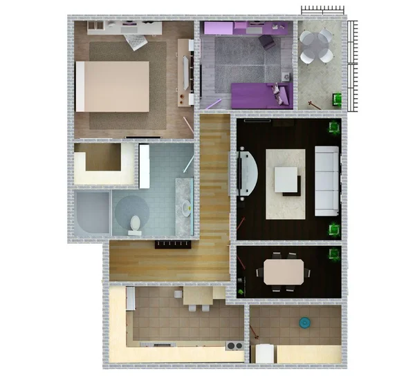Floor plan of the apartment or house. 3d renderig.