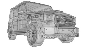 Raster araba Mercedes-Benz G-sınıfı üç boyutlu Illustration. Studio Brabus arttırılmış güç ve agresif spor tasarım ile arabadan sürümünü ayarlama. 3D render.