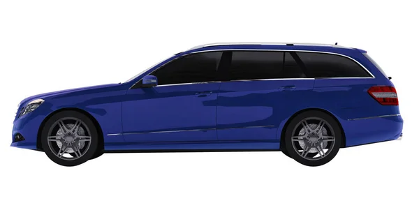 Duży niebieski rodzinny samochód sportowy i w tym samym czasie wygodną obsługę. renderowania 3D. — Zdjęcie stockowe