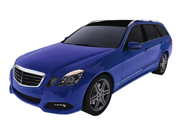 Grande voiture d'affaires familiale bleue avec une tenue de route sportive et confortable. Rendu 3d . — Photo