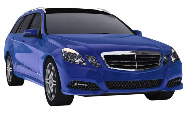 Grande voiture d'affaires familiale bleue avec une tenue de route sportive et confortable. Rendu 3d . — Photo